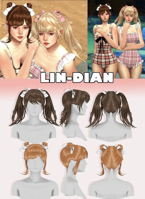 Pig Tails Sims 4 Cc, Sims 4 Face Peircings, Sims4 Asian Cc, Sims 4 Cc Hair Pigtails, Sims 4 Cc Pigtails, The Sims 4 Accessories Cc, Sims 4 Pigtails, Harajuku Hair, Ts4 Hair