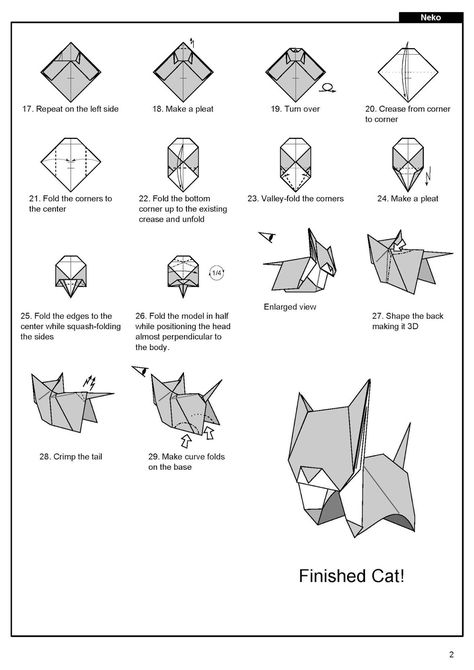 Paper Cat Tutorial, Paper Cat Craft Tutorial, Origami Cat Step By Step, Origami Cat Tutorial Step By Step, Square Paper Origami, Origami Cat Tutorial, Origami Cat Instructions, Cat Origami, Origami Shapes