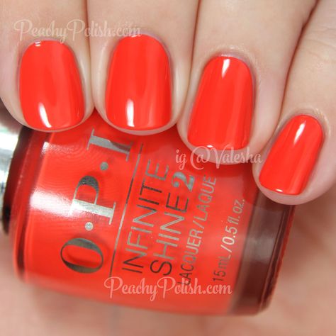 Orange Red Nails, Red Orange Nails, Opi Red, Opi Collections, Orange Nail Polish, Nails Opi, Orange Crochet, Opi Nail Polish, Great Nails