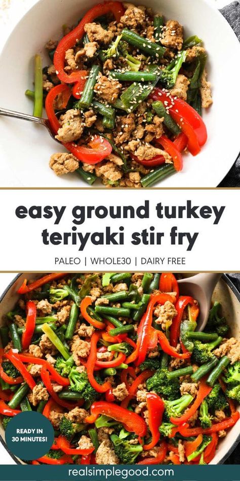 Vegetable Teriyaki, Ground Turkey Teriyaki, Ground Turkey Stir Fry, Turkey Stir Fry Recipes, Turkey Stir Fry, Teriyaki Stir Fry, Healthy Ground Turkey, Baby Meals, Thanksgiving Turkey Leftovers