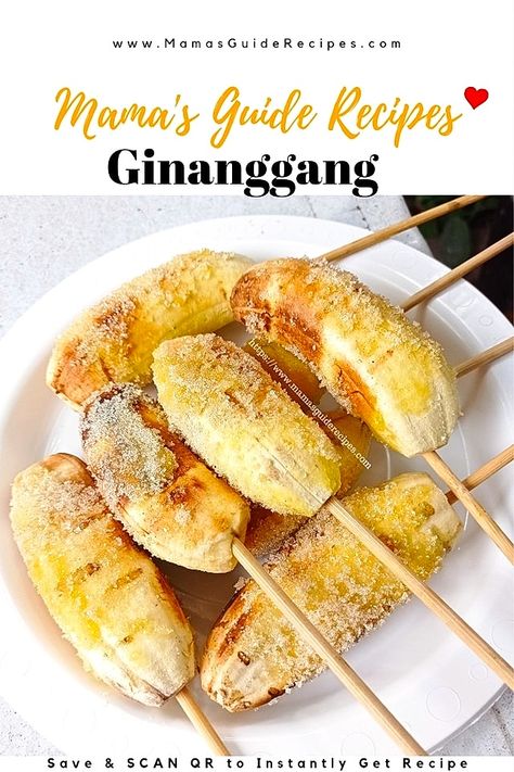 GINANGGANG (Grilled Saba Bananas) Bitsu Bitsu Recipe, Putong Bigas Recipe, Mango Tapioca Recipe, Saba Recipe, Kalamay Recipe, Aloe Vera Juice Recipes, Biko Recipe, Tapioca Recipes, Crispy Chicken Burgers