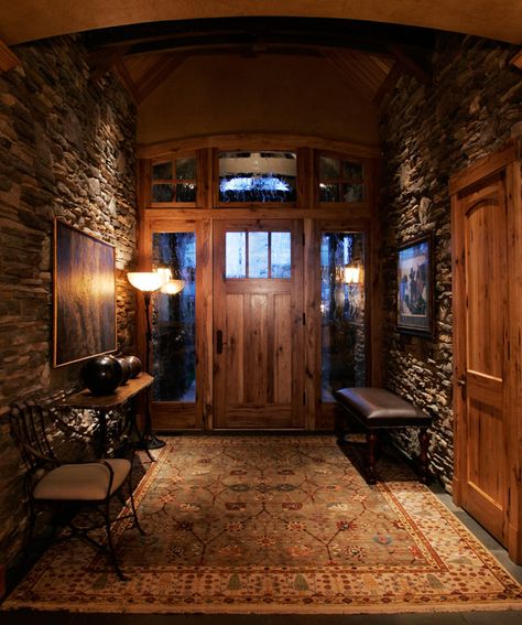 , Log Home Foyer Entryway, Owencore Aesthetic, Lodge Entryway, Forest Homes, Log Cabin Interior, House Flippers, North Idaho, Rustic Entryway, Antique House