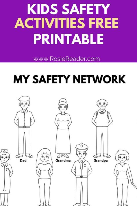 Wow, I just LOVE this kids safety activities free printable! This one has a my safety network where kids circle and color their safety network. Others have to do with consent. SO MUCH GOOD (and free) stuff! Child Safety Activities, Teaching Safety, Safety Activities, Kids Safety, Reading Adventure, Coloring Pages To Print, Valentines For Kids, Child Safety, Free Stuff