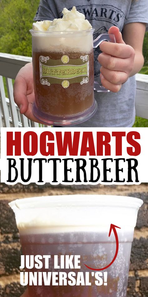 Butter Bear Recipes, Harry Potter Cooking Recipes, Butterbeer Punch Recipe, Harry Potter Drink Ideas, Hufflepuff Food Ideas, Best Butter Beer Recipe, Harry Potter Food And Drink, Easy Harry Potter Recipes, Harry Potter Recipes Easy