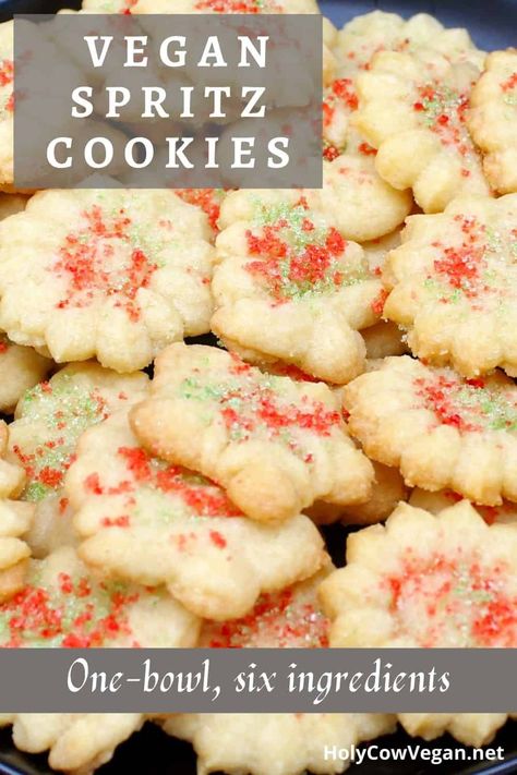 Spritz Cookie Press, Spritz Cookie, Spritz Cookie Recipe, Vegan Christmas Recipes, Vegan Cookies Recipes, Spritz Cookies, Paleo Desserts, Cookie Press, Buttery Cookies