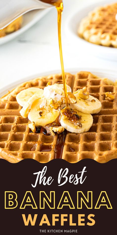 Banana Waffles Banana Waffles Recipe, Banana Waffle Recipe Easy, Banana Waffles 3 Ingredient, Waffle Recipe Banana, Banana Nut Waffles Recipes, Recipes For Overripe Bananas, Banana Waffles Easy, Banana Oatmeal Waffles, Banana Bread Waffle Recipe