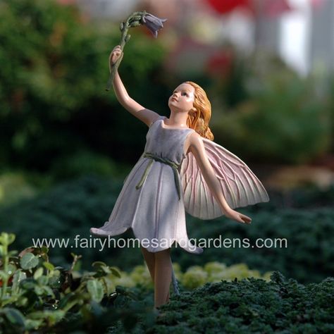 Fairy Homes and Gardens - The Harebell Flower Fairy, $16.49 (http://www.fairyhomesandgardens.com/the-harebell-flower-fairy/) Harebell Flower, Cicely Mary Barker Flower Fairies, Flower Fairies Books, Garden Fairies Figurines, Tree Door, Faeries Gardens, Fairy Garden Supplies, Elves And Fairies, Cicely Mary Barker