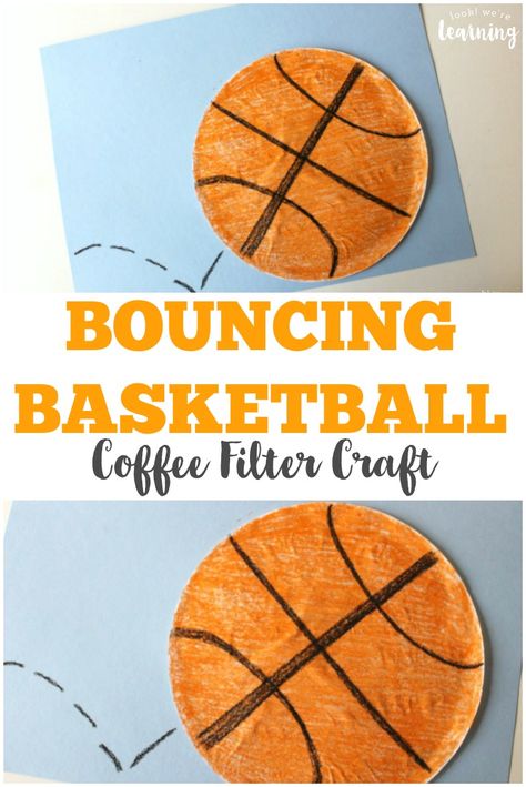 Make this super easy coffee filter basketball craft with your little sports fans! Basketball Craft, Sport Themed Crafts, Basketball Crafts, Sports Activities For Kids, Sports Crafts, Coffee Filter Crafts, Sport Craft, Vbs Crafts, Sports Camp