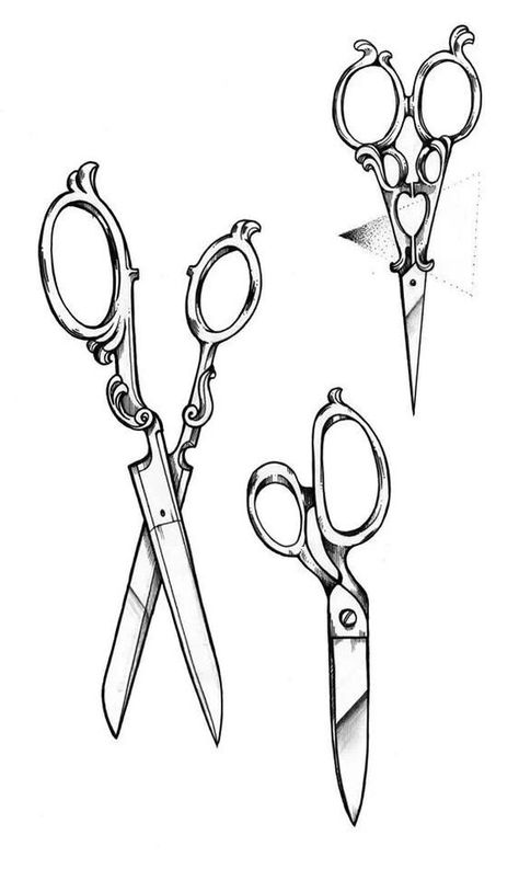 Barber Shears Tattoo, Vintage Scissors Illustration, Sewing Shears Tattoo, Antique Scissors Drawing, Scissors Reference Drawing, Open Scissors Drawing, Scizzors Tattoo, Vintage Scissors Drawing, Scissor Tattoo Design