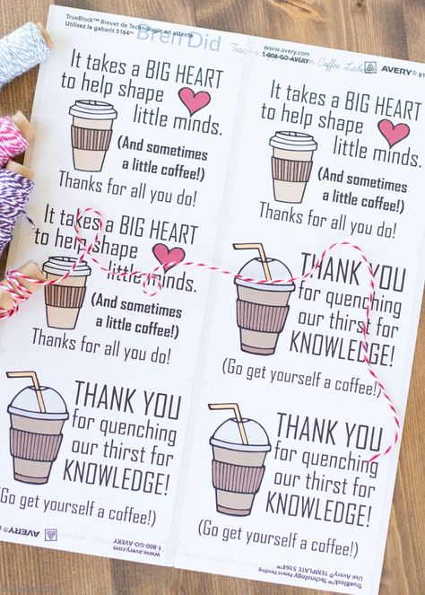 The end of school year is approaching! Tell your teacher thank you with this easy teacher appreciation gift and free printable gift tag featuring fun coffee sayings. Great idea for teacher appreciation week or end of year teacher gifts. DIY Teacher Gifts, Simple Teacher Appreciation Gift, Teacher Appreciation Gift Ideas. Diy Gifts For Teachers, Free Printable Gifts, Teachers Diy, Free Printable Gift Tags, Diy Teacher Gifts, Staff Appreciation, Teacher Thank You, Teacher Appreciation Gift, Teacher Appreciation Week