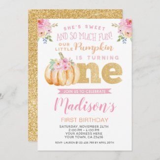 Little Pumpkin First Birthday, Fall Birthday Invitations, Luau Birthday Invitations, Birthday Pumpkin, Pumpkin 1st Birthdays, Pumpkin First Birthday, Gold First Birthday, Pumpkin Birthday, 2nd Birthday Invitations