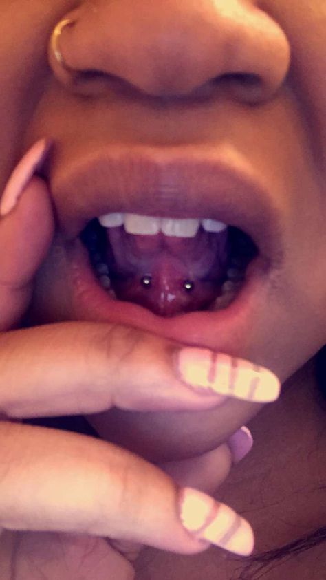 Got my tongue web pierced Under Tounge Piercing, Tounge Pericings Aesthetic, Tongue Web, Cute Tongue Piercing, Tongue Web Piercing, Piercings Tongue, Web Piercing, Tongue Piercings, Piercings Ideas