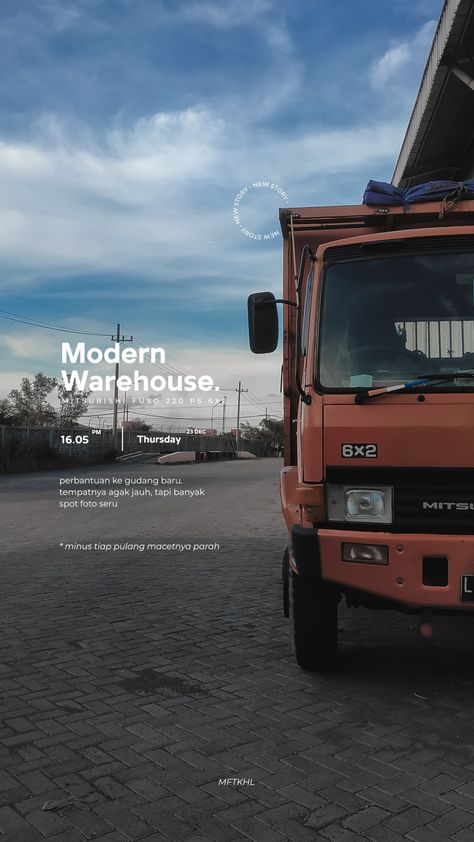 Orange Truck at Warehouse Construction Instagram Feed, Orange Truck, Typography Instagram Story, Roger Smith, Instagram Story Idea, Instagram Feed Layout, Feed Insta, Instagram Feeds, Road Construction