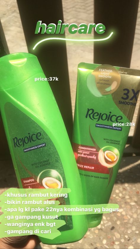 #rejoice #shampoo #haircare Rekomendasi Shampoo, Haircare Rambut Ngembang, Vaseline Hair, Best Hair Styling Products, Recommended Skin Care Products, Beautiful Skin Care, Wishlist Ideas, Hair Styling Products, Healthy Skin Tips