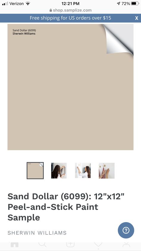 Sw Sand Dollar Paint, Sand Dollar Sherwin Williams, Sherwin Williams Sand Dollar, Paint Samples, Sand Dollar, Sherwin Williams, House Colors, Paint Colors, Home Improvement