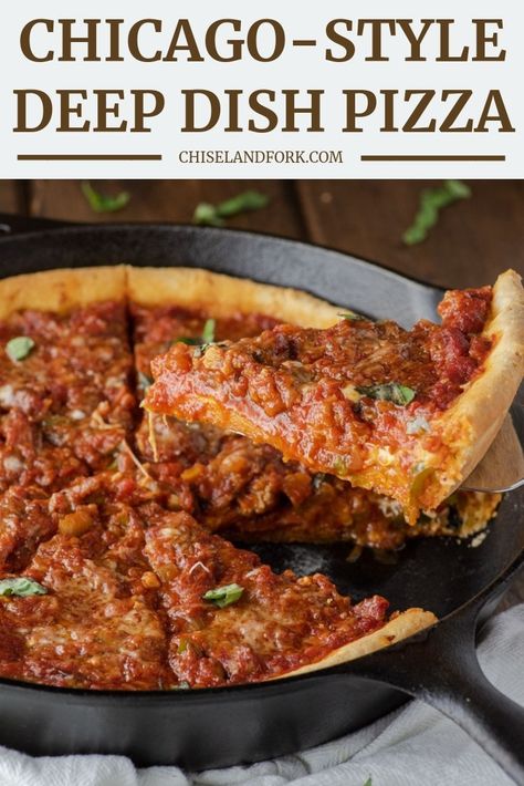 Chicago Deep Dish Pizza Recipe, Chicago Style Deep Dish Pizza, Deep Dish Pizza Recipe, Chicago Deep Dish Pizza, Pizza Roll, Chicago Style Pizza, Chicago Pizza, Pizza Recipes Homemade, Deep Dish Pizza