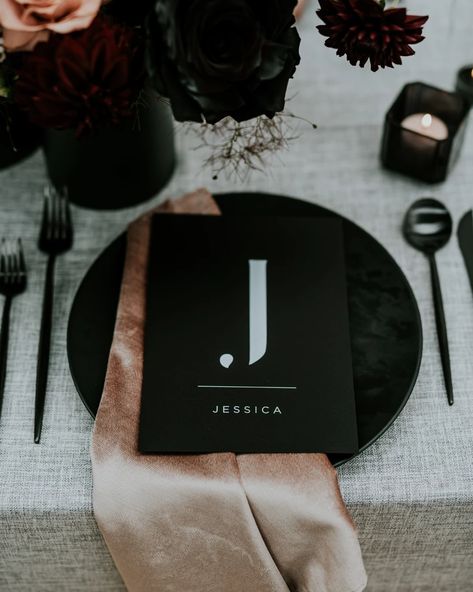 Curated Packages: Dark & Moody | Premium wedding stationery & signage – State Of Reverie Dark Wedding, Moody Wedding, The Small Things, Black White Wedding, Wedding Table Settings, Black Plates, Ideas Creative, Wedding Stationary, Event Styling