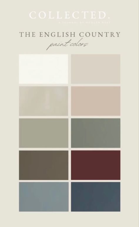 French Grey Color Palette, Cashmere Colour Scheme, English Country Colour Palette, Traditional Farmhouse Color Palette, Edwardian Paint Colours, Cotswold Colour Palette, Country House Colour Palette, British Color Palette, Old English Color Palette