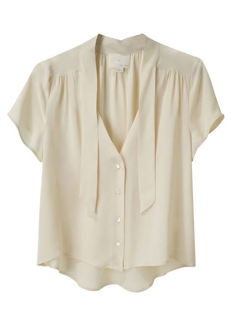 Band of Outsiders. Silk Blouse Outfit, Neck Tie Blouse, Blouse Ideas, Christophe Lemaire, Band Of Outsiders, Brown Blouse, T Shirts Women, Tie Blouse, Ideas For