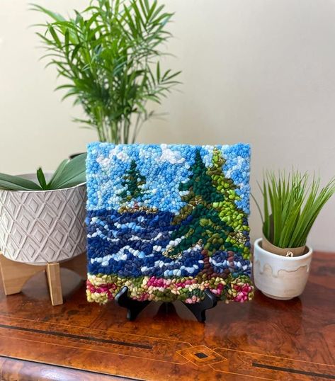 Hook Rugs, Tiny Landscape, Rug Hooking Designs, Kawartha Lakes, Hooked Pillow, Rug Hooking Patterns, Rug Ideas, Hooked Rug, The Suburbs