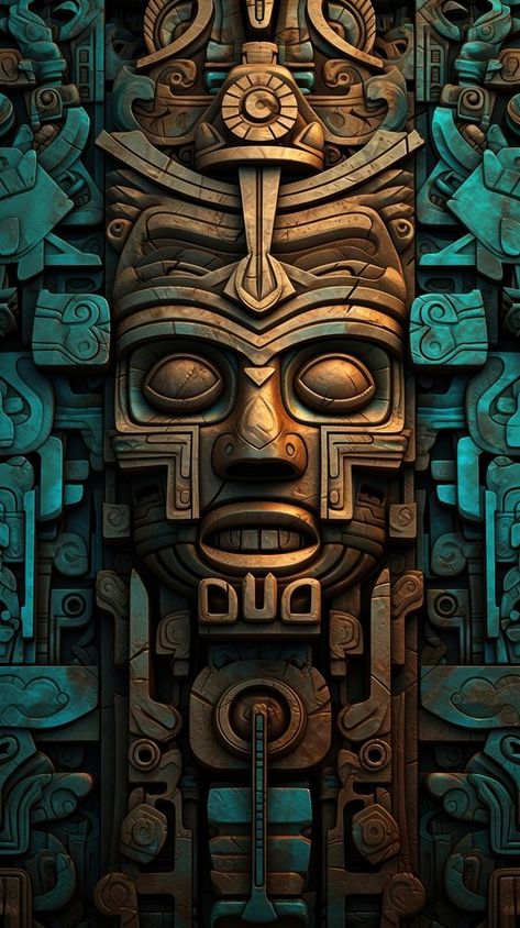 Iphone Wallpaper Elegant, Aztec Architecture, Aztec Background, Aztec Mask, Aztec Temple, Mexico Wallpaper, Aztec Wallpaper, Aztec Artwork, Inca Tattoo