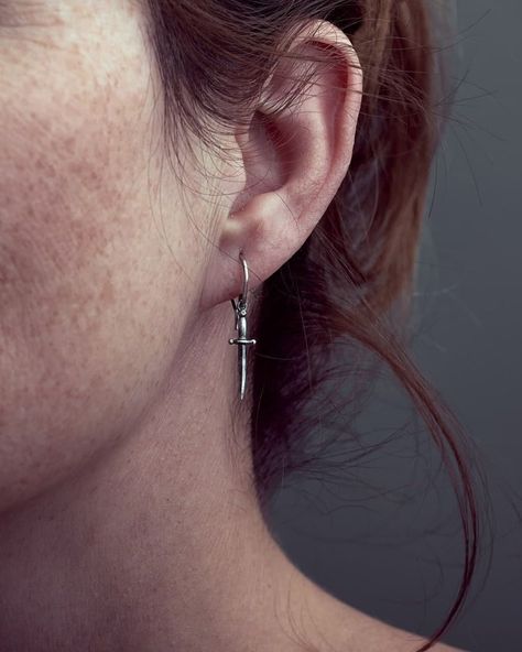 Knife Earrings, Silver Knife, Pendulum Earrings, Silver Bridal Earrings, Dagger Earrings, Silver Threader Earrings, Edgy Earrings, Book Earrings, Punk Earrings