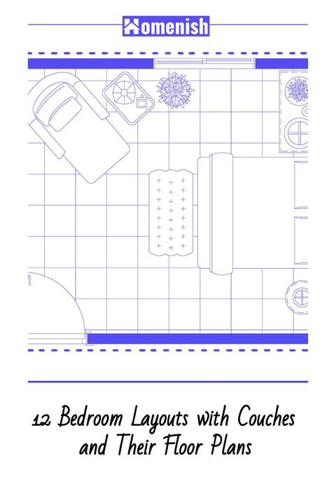 The luxury of having a couch in the bedroom is within reach. This article showcases 12 layouts that make it possible, with floor plans for each design. Bed And Couch In One Room Layout, Bedroom With Loveseat Layout, Couch In Master Room, Bedroom With Sitting Area Layout, Bedroom With Couch And Tv, Bedroom With Sofa Layout, Couch In Bedroom Ideas Layout, Bed And Couch In One Room, Couch In Bedroom Master Suite