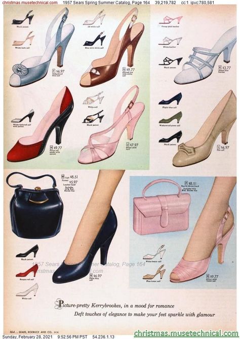 50s Fashion Accessories, 1950s Girls Fashion, 1950 Shoes, 1950's Shoes, 1950s Womens Shoes, Catalog Clothes, 50s Accessories, 1950s Heels, 50s Shoes