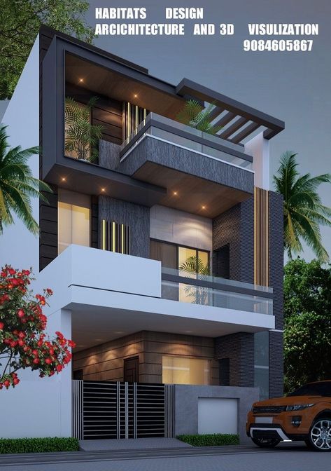 G+2 Elevation Design Indian Modern, 30 50 House Front Elevation, G 2 Front Elevation Design Modern, Morden House Designs, Front Porch Modern, Front Door Modern, Home Front Elevation, Indian House Exterior Design, House Structure Design