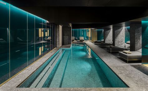 For a city that’s known for its design community, it’s funny how often the coolest developments fall into the hands of Milan’s resident fashion designers. Take Giorgio Armani who brought Nobu to his Emporio Armani store in 2000, massaging locals into t... Penthouse Pool, Pools Ideas, Indoor Pool House, Indoor Swimming Pool Design, Indoor Pool Design, Indoor Spa, Piscina Interior, Luxury Swimming Pools, Indoor Swimming Pool