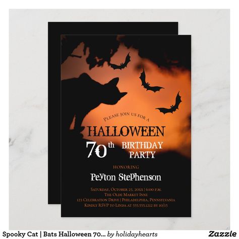 Halloween Adult Party, Adult Halloween Invitations, 60th Birthday Party Invitations, 30th Birthday Party Invitations, 40th Birthday Party Invites, 25th Birthday Parties, 50th Birthday Party Invitations, Halloween Birthday Invitations, Spooky Cat