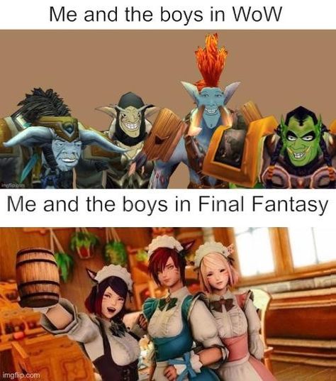 Me And The Boys, Final Fantasy Funny, Glamour Art, Most Popular Memes, Final Fantasy Xiv, Good Time, The Boys, Gamer Girl, Popular Memes