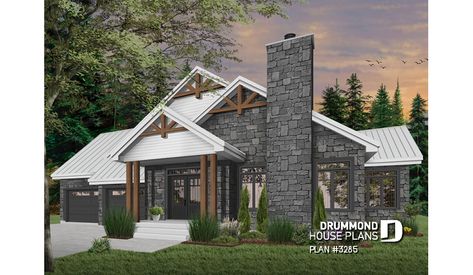 Color version 2 - Front of house plan 3285 Garage Deck, Small Cottage House, Drummond House Plans, Small Cottage House Plans, Bungalow Style House Plans, Bungalow Style House, Build A Shed, Figure Design, Ranch Style House