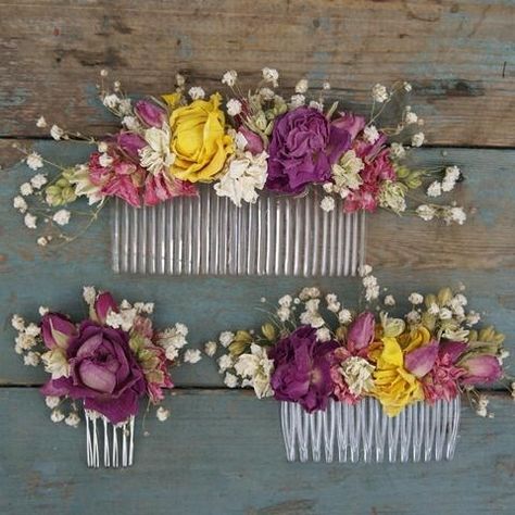 Dried Flower Hair Comb, Deco Champetre, Floral Comb, Vintage Hair Combs, Flower Comb, Flower Company, Flower Hair Comb, English Rose, Hair Comb Wedding