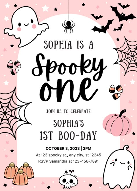 Spooky One Birthday, Pumpkin Patch Party, Halloween First Birthday, Halloween 1st Birthdays, Spooky One, Halloween Birthday Invitations, Birthday Halloween Party, Halloween Party Invitations, Business Templates