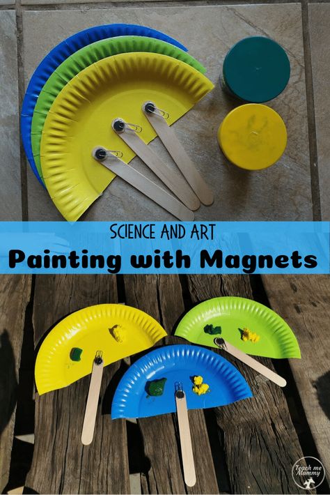 Combine science and art with this fun activity-Painting with Magnets! #teachmemommydotcom #funlearning #stem 3s Preschool, Lavender Paper Flowers, Magnet Activities, Paper Lavender, Diy Straw, Kids At Home, Coding For Kids, Mommy Blog, Recycled Crafts