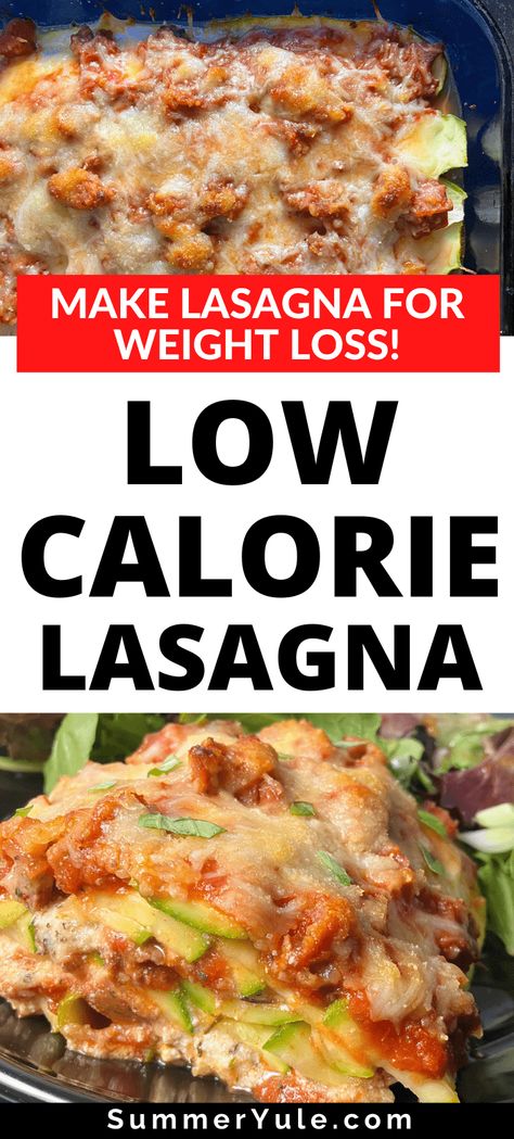 Is lasagna low calorie? This low calorie lasagna is! We're layering zucchini "noodles" with homemade meat sauce and three types of cheese. Though it seems indulgent, this savory Italian classic is low-carb, keto-friendly, high protein, and gluten-free. Enjoy a large portion of this delicious zucchini lasagna for 500 calories per slice! Plus, learn the different ways to make low calorie lasagne, including low fat lasagna and low carb lasagna. #lowcalorie #lowcarb #keto #glutenfree #weightloss Low Carb Lasagna Recipe, Low Calorie Lasagna, Low Cal Lasagna Recipe, Low Calorie Lasagna Recipe, Low Calorie Casseroles, Low Fat Lasagna Recipe, Low Carb Lasagna With Tortillas, Low Calorie Lasagne Recipes, Health Lasagna Recipe