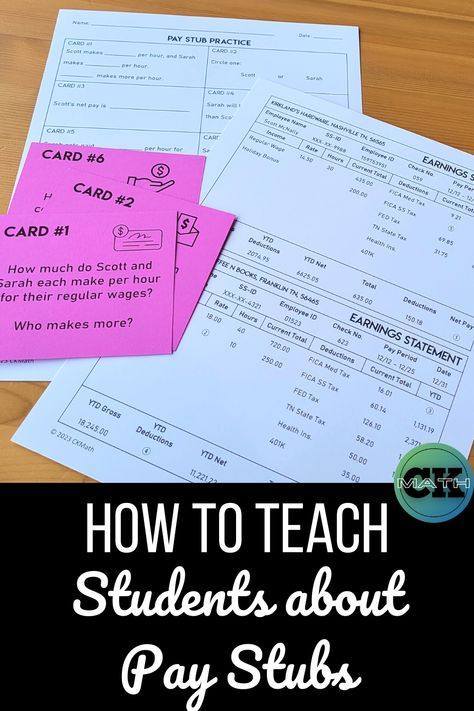 FREE Financial literacy activity will teach your high school students how to read and apply the information on their pay stub. Learn more here! Accounting Lesson Plans High Schools, Personal Finance Lessons High School, Life Skills High School, Middle School Financial Literacy Lessons, Consumer Math High School, Financial Literacy Worksheets, Business Math, Financial Literacy Activities, Vocational Tasks