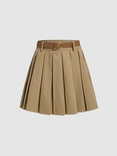 Belted Skirt, School Skirt, Khaki Skirt, Women Skirts, Skirt Belt, Really Cute Outfits, Cute Skirts, Casual Style Outfits, Covet Fashion