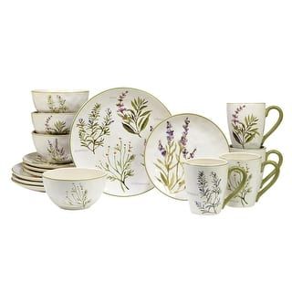 16 Piece Dinnerware Set - Bed Bath & Beyond - 40411711 Green Herbs, Plastic Dinnerware Sets, White Dinnerware Set, Plastic Dinnerware, Susan Winget, Ice Cream Bowl, Porcelain Dinnerware, Aromatic Herbs, Dessert Plates