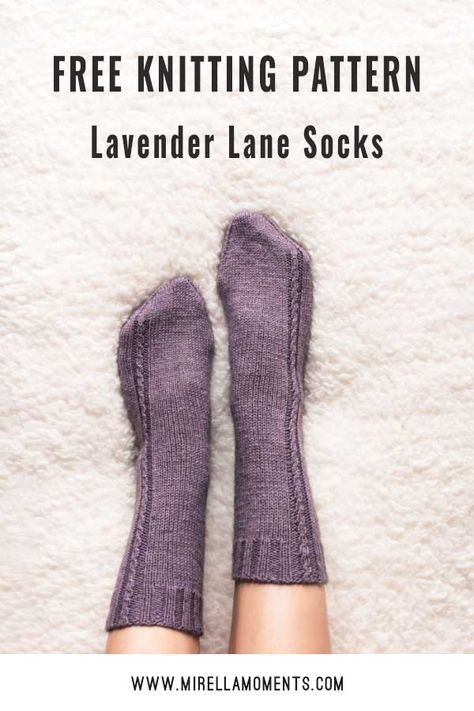 Lavender Lane socks | Knitting pattern | Mirella Moments Cabled Socks Free Pattern, Toe Up Sock Patterns Knitting Free, Simple Sock Knitting Pattern, Toe Up Socks Pattern Free, Free Sock Patterns Knit, Toe Up Sock Knitting Patterns Free, Knit Socks Pattern Free, Sock Knitting Patterns Free, Sock Pattern Free