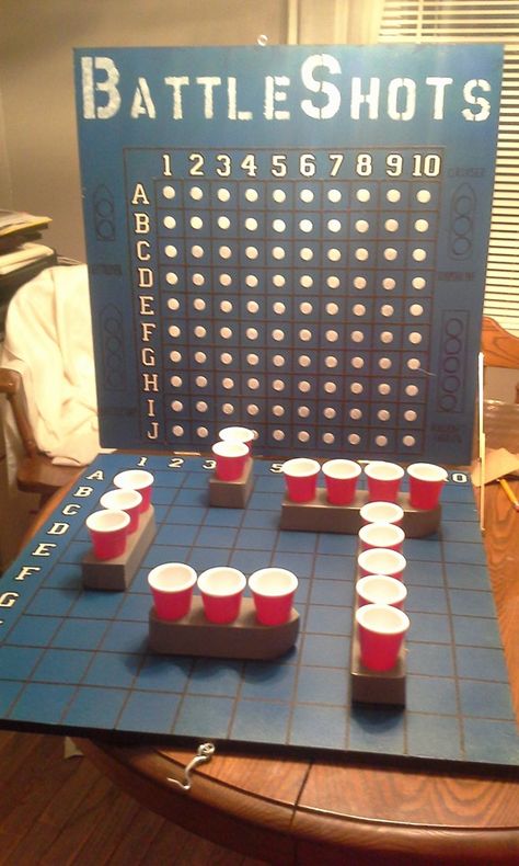 DIY BattleShots 22" x 22" MD4 boards, hinges, wooden boats, handle, and latch to keep closed Battle Shots, Drinking Board Games, Board Games Diy, Drinking Games For Parties, Fun Drinking Games, Adult Halloween Party, Bar Games, Fun Party Games, Halloween Party Games