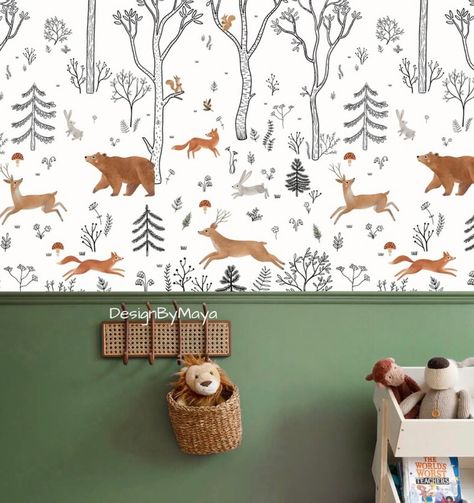 Trees and whimsical creatures out there in the woods 🦔🐿️🦌🌲 @babyroomwallart • • • #walldecal #nurserywalldecal #barnanimals #genderneutral #babybear #babyfawn #babyfox #babyboyroom #babygirlroom #babyroomwallart #babyroomdecor #babywallstickers #nurserydecals #nurserydecal #nurserydecals #farmdecor #housedecal #barndecor #nurserytree #babyanimals #nurserybabyanimals #kidsroomdecor #nurserywallstickers Woodland Nursery Wallpaper, Wallpaper Farmhouse, Lovely Wallpapers, Room Watercolor, Animal Decals, Kindergarten Wallpaper, Decor Mural, Wallpaper Boho, Forest Nursery