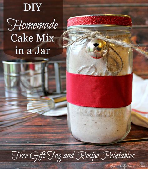 How to Make Homemade Cake Mix From Scratch - This easy chocolate homemade cake mix recipe tastes better than the boxed counter part, doesn’t contain any questionable GMO ingredients, makes a nice gift in a jar, and free printable tags are included! #giftsinajar #cakemix #homemadecakemix Cake In A Jar Recipe How To Make, Homemade Cake Mix Recipes, Cake Mix In A Jar Recipe, Cake Mix In A Jar, Melissa Norris, Recipes In A Jar, Jar Mixes, Melissa K Norris, Homemade Cake Mixes