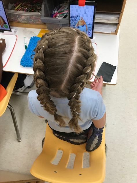 Braid from left corner of head to left side and another braid from the leftover hair, with ribbon in both braids Hair With Ribbon, Another Braid, Dreadlocks, Braids, Ribbon, Hairstyles, Hair Styles, Hair, Beauty