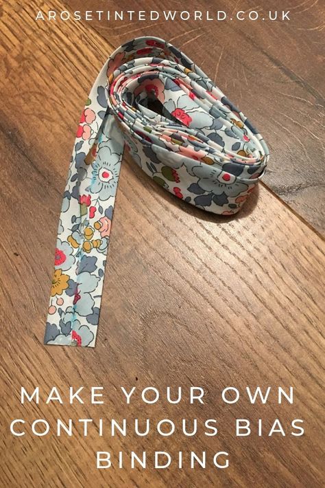 Making Continuous Bias Binding, Continuous Binding Tutorial, How To Make Your Own Bias Binding, How To Make Binding Strips, Making Bias Tape Continuous, Making Bias Binding, Diy Bias Binding, Continuous Bias Tape Tutorial, How To Sew Bias Binding