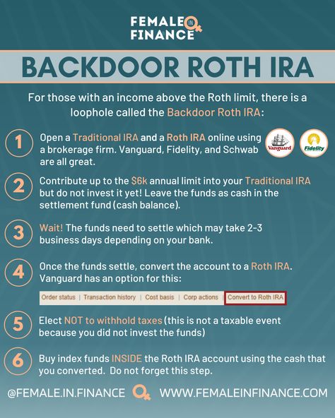 How To Setup a Backdoor Roth IRA — Female in Finance How To Pay Less Taxes, Roth Ira For Beginners, 401k Vs Roth Ira, Ira Roth, Roth Ira Investing, Money Sense, Money Saving Methods, Successful Business Tips, Money Strategy