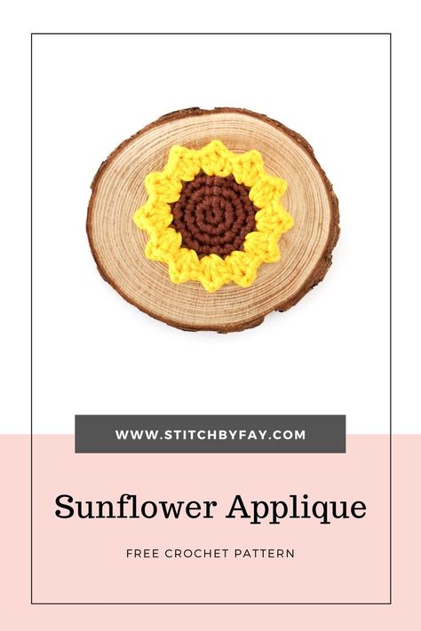 Crochet Flat Sunflower, Crochet Sunflower Brooch, Mini Crochet Sunflower Pattern Free, Crochet Sunflower Keychain Pattern Free, Crochet Flower Brooch, Crochet Magnets Free Pattern, Crochet Brooch Pattern Free, Sunflower Applique Pattern, Crochet Sunflower Applique