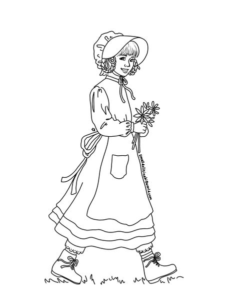 American Girl Kirsten coloring page from Small Dolls in a Big World Pioneer Coloring Pages Free Printable, Historical Coloring Pages, Girl Coloring Pages For Kids, American Girl Printables, Doll Coloring Pages, Kirsten Larson, Doll Printables, Kirsten American Girl, Girl Coloring Pages