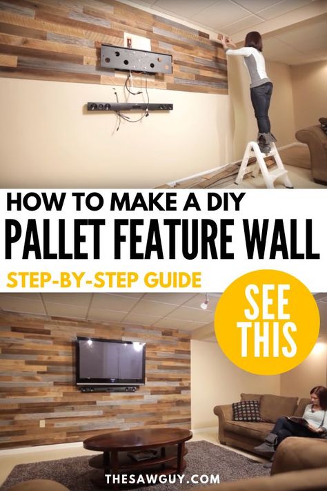 Pallet Wall Ideas, Diy Pallet Decoration, Pallet Wall Decor, Diy Pallet Wall, Diy Wood Wall, Diy Accent Wall, Wood Pallet Wall, Pallet Decor, Pallet Wall